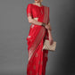 Mitera Red & Silver-Coloured Ethnic Motifs Zari Woven Design Silk Blend Banarasi Saree | Swadesiicart