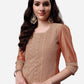 HERE&NOW Lucknowi Chikankari Schiffli Chanderi Silk Kurta Trousers with Organza Dupatta | Swadesiicart