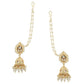 Anikas Creation Cream-Coloured & Gold Toned Kundan & Pearl Jadau Dome Shaped Jhumkas | Swadesiicart