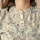 Anouk White & Blue Floral Printed Mandarin Collar Chanderi Silk Straight Kurta - Swadesiicart
