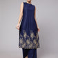 Aks Paisley Embroidered Band Collar Kurta with Palazzos