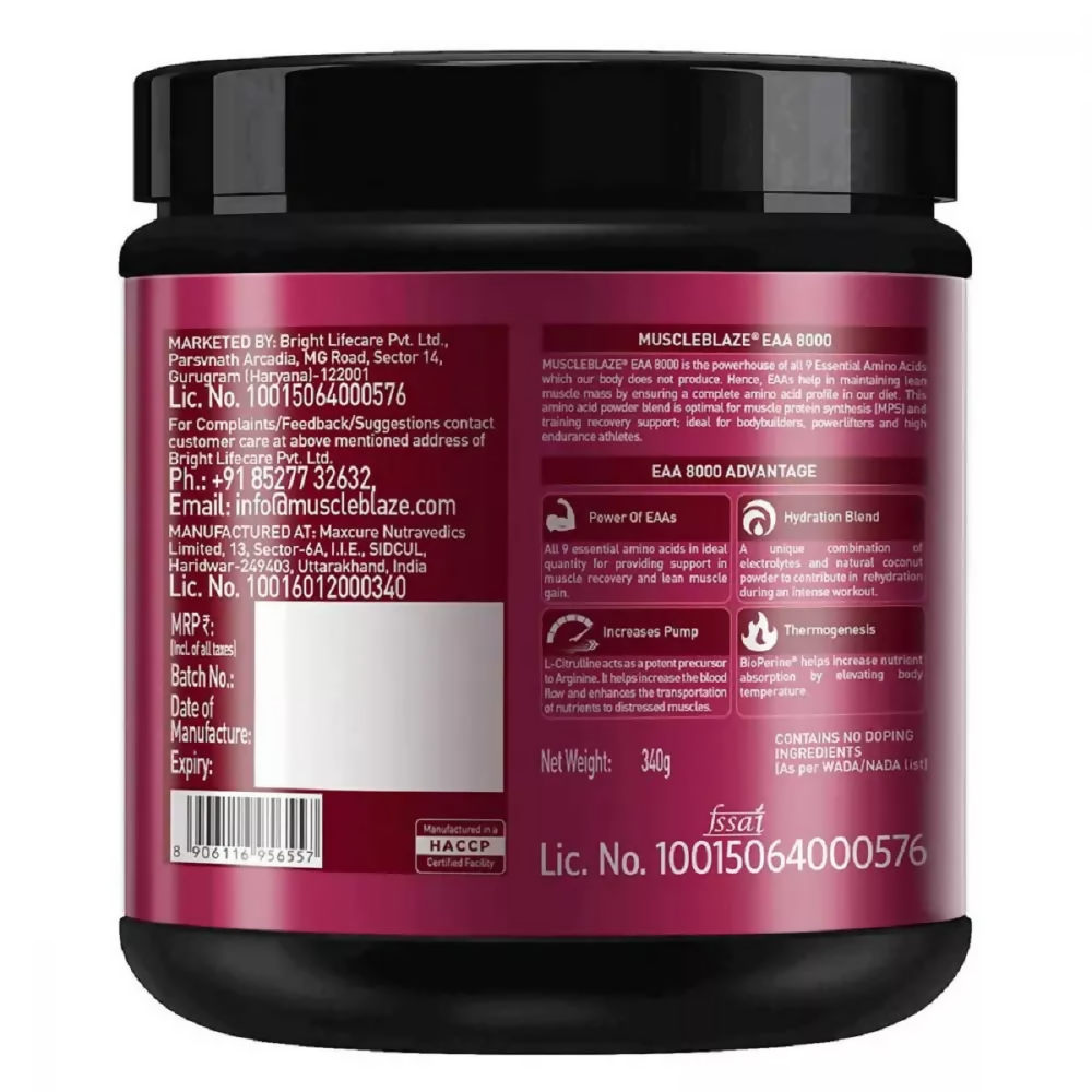MuscleBlaze EAA 8000 Lemonade | Swadesiicart