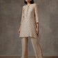 trueBrowns Beige White Printed Silk Co-Ord Set - Swadesiicart