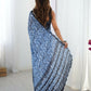 Blue Chinon Designer Digital Printed,Mirror Cut Work Saree - Sohni