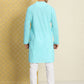 House of Pataudi Men Pure Cotton Embroidered Chikankari Jashn Kurta with Churidar | Swadesiicart