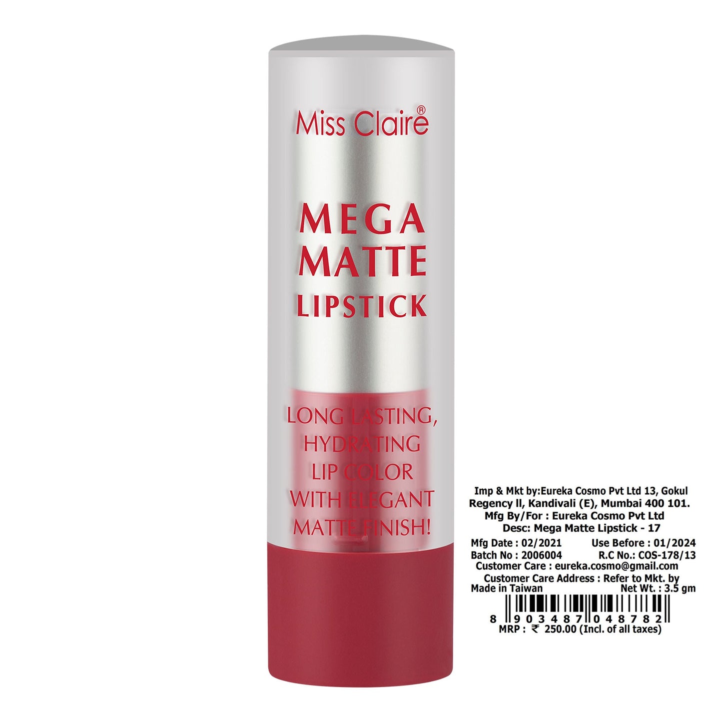 Miss Claire Mega Matte Lipstick - 17 | Swadesiicart