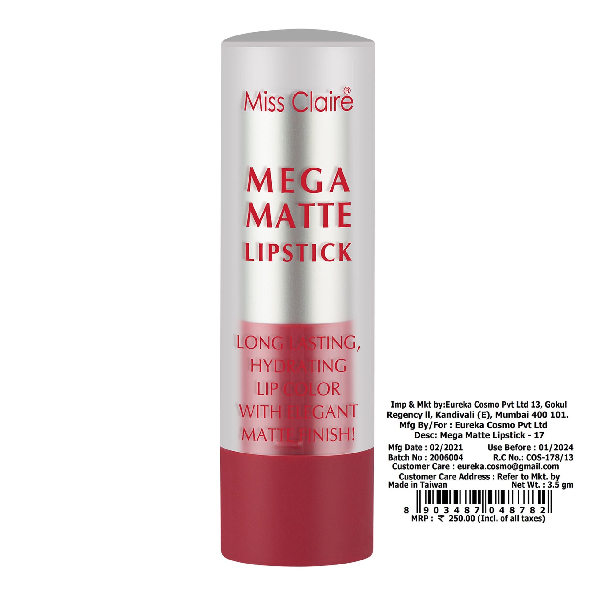 Miss Claire Mega Matte Lipstick - 17 | Swadesiicart