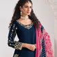 Anaita Navy Blue Roman Silk Stitched Suit with Embroidery & Real Mirror Work