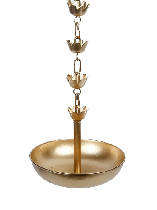 CraftVatika Gold-Toned Hanging Urli Bowl Showpiece | Swadesiicart