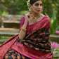 Vishnu Weaves Women's Black Pashmina Silk Thread Woven Saree with Blouse - Swadesiicart