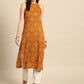 Anouk Women Yellow Bandhani Printed Kurta - Swadesiicart