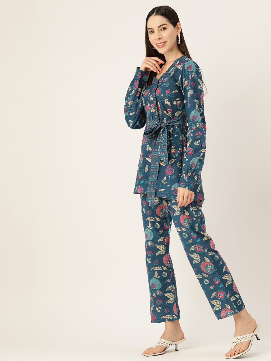 InWeave Blue Kalamkari Co Ord Set - Swadesiicart