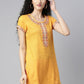Souchii Women Yellow Embroidered Thread Work Kaftan Kurta - Swadesiicart