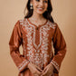 HOUSE OF KARI Floral Embroidered Silk Chikankari Kurta | Swadesiicart