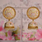 Beige Round Shape Ethnic Meenakari Jhumki Earrings By House of Ree - Swadesiicart