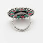 NVR Women's Multicolor Silver-Plated Circular Shape Adjustable Finger Ring | Swadesiicart