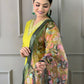 Partywear Designer Lemon Yellow Viscos Chanderi Stitched Suit With Dupatta - Tanisha | Swadesiicart