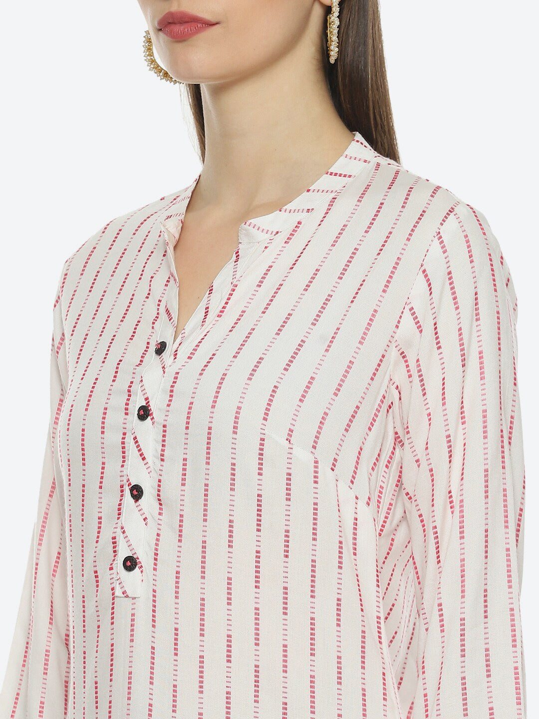 Biba Women Striped Woven Design Kurta - Swadesiicart