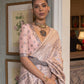 Mitera Peach-Coloured & Grey Ethnic Motifs Zari Banarasi Saree | Swadesiicart