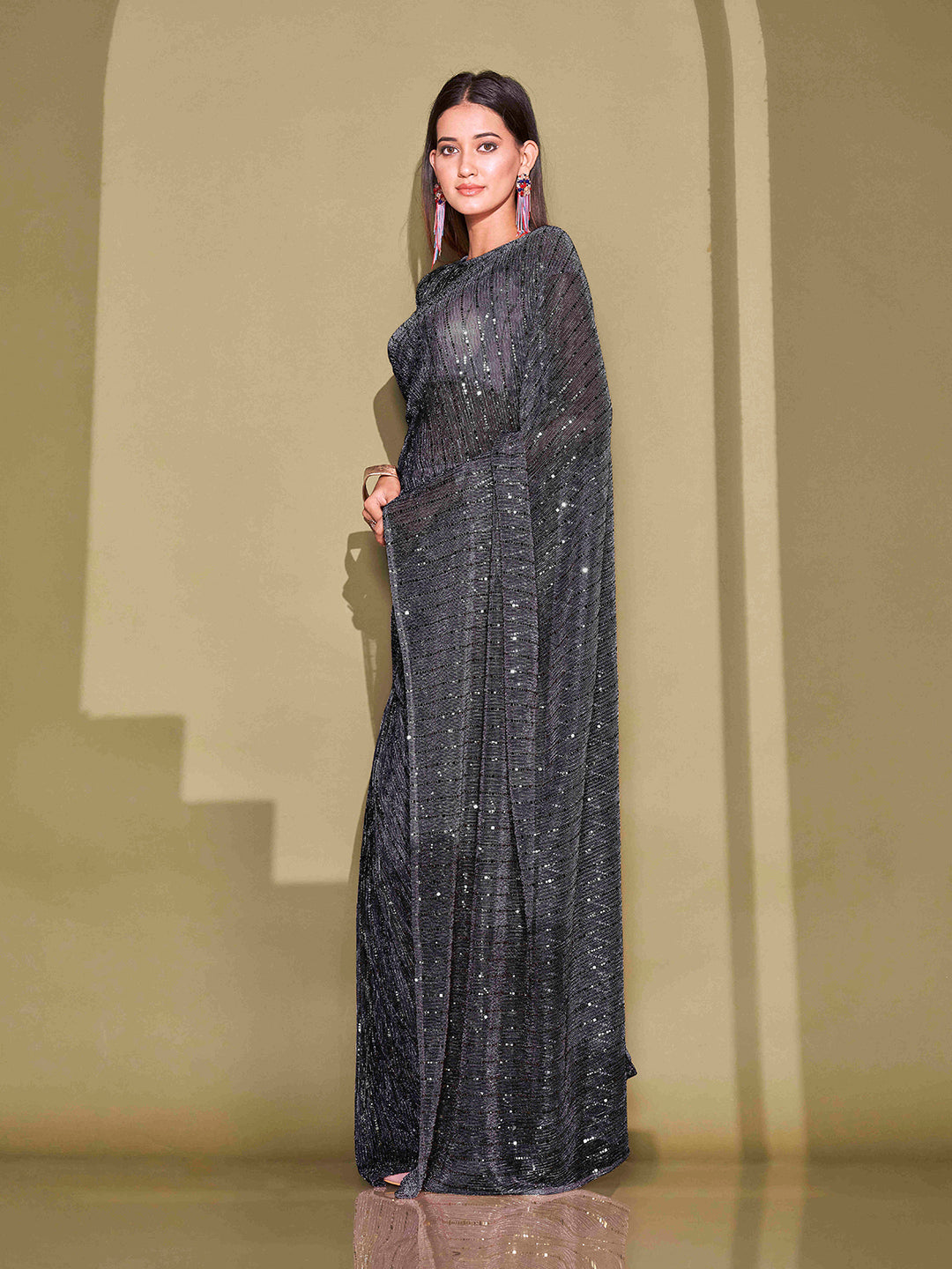 Tikhi Imli Sequinned Embellished Saree | Swadesiicart