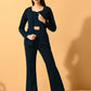 Myshka Women's Navy Blue Solid Coat With Trousers - Swadesiicart