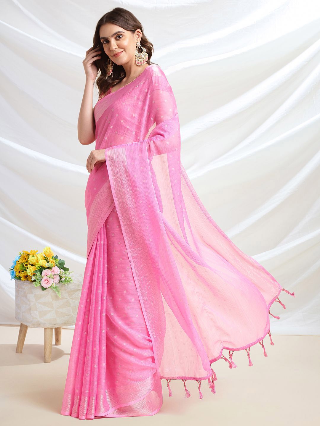 Mitera Floral Woven Design Ready to Wear Saree | Swadesiicart