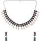 NVR Women Silver-Plated Stone Studded Oxidised Silver Jewellery Set - Swadesiicart
