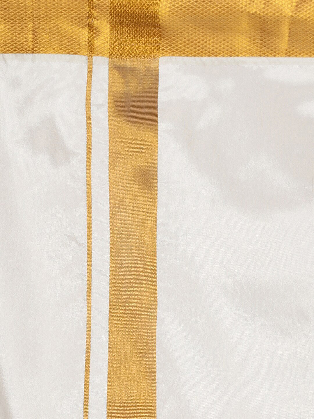Sethukrishna Men Cream-Colored & Golden Solid Veshti | Swadesiicart