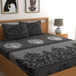 Dreamscape Grey & Black Ethnic Motifs 144 TC Bedsheet with Pillow Covers - Swadesiicart