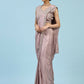 Lavendar Silk Satin Plain Ready to wear Saree with stitched Blouse - Vrinda | Swadesiicart