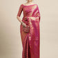 Saree Mall Pink & Gold-Toned Woven Design Zari Silk Blend Banarasi Saree | Swadesiicart