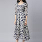 Souchii Floral Printed Chiffon Empire Midi Dress - Swadesiicart