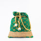NR By Nidhi Rathi Green & Gold-Toned Banarasi Printed Potli Clutch - Swadesiicart