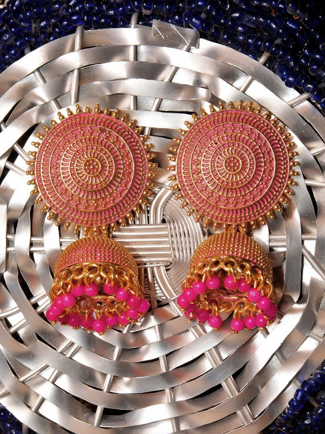 Gold-Polished Alloy Designer Brass Jhumki Earrings - The Pari - The Pari - Dinesh Associates