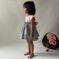 ArthLife Peach And Grey Unicorn Embroidered Dress