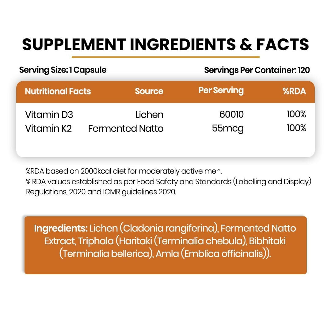 Himalayan Organics Vlado’s Plant Based 600iU Supplement Vitamin D3 + K2 | Swadesiicart