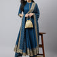Khushal K Women Blue Ethnic Motifs Empire Kurta with Trousers & With Dupatta