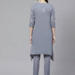 ADA Women Grey & White Chikankari Embroidered Sustainable Handloom Kurta with Trousers | Swadesiicart