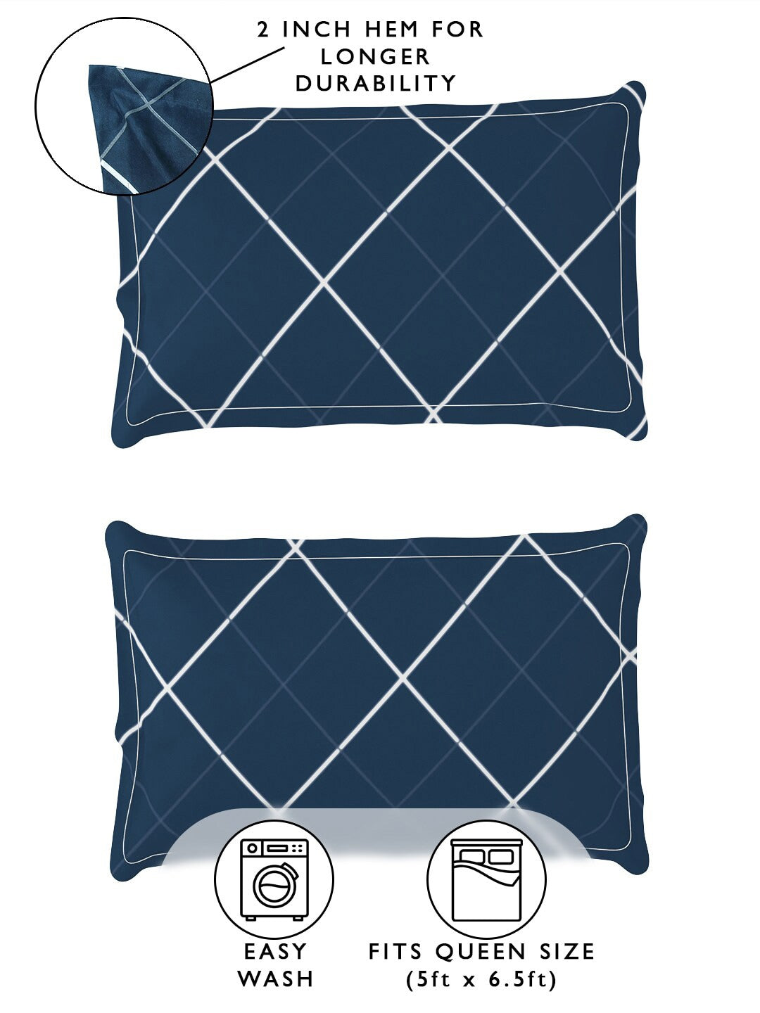 Story@home Arena Blue & Grey Geometric Printed 180 TC Queen Bedsheet & 2 Pillow Covers - Swadesiicart