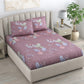DREAM WEAVERZ 220 TC Pink & Blue Floral Glazed Cotton King Bedsheet with 2 Pillow Covers - Swadesiicart