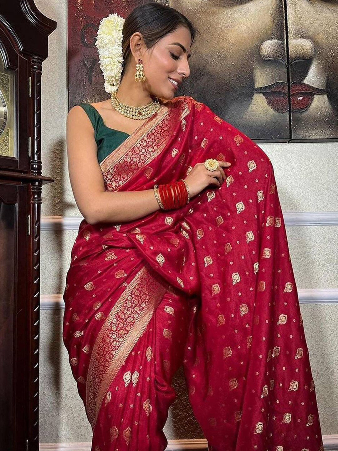 Kalini Woven Design Zari Banarasi Saree | Swadesiicart