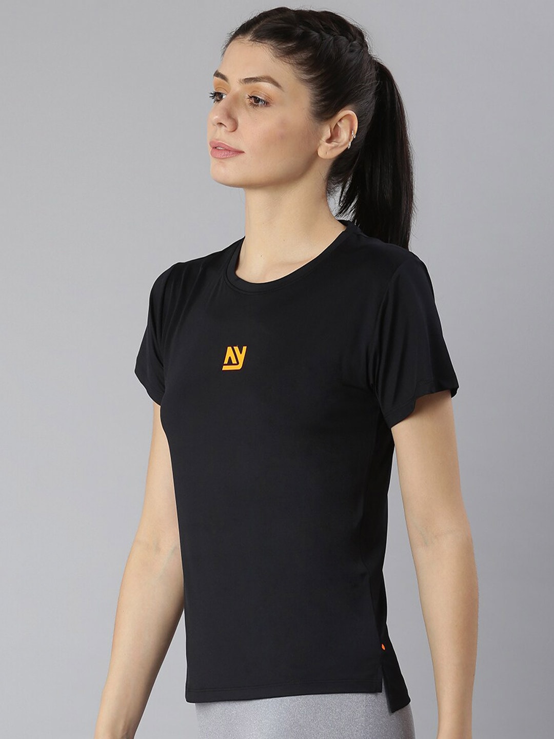 MKH Women Round Neck High Low Dri-FIT T-shirt - Swadesiicart
