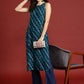Anouk Leheriya Printed Halter Neck Thread Work Kurta - Swadesiicart