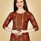 Jyoti Fashion Women's Rust Viscose Rayon Embroidered Kurta Pant Set | Swadesiicart