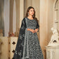 Jyoti Fashion Women's Black Net Embroidered Anarkali Kurta Pant Set With Dupatta | Swadesiicart