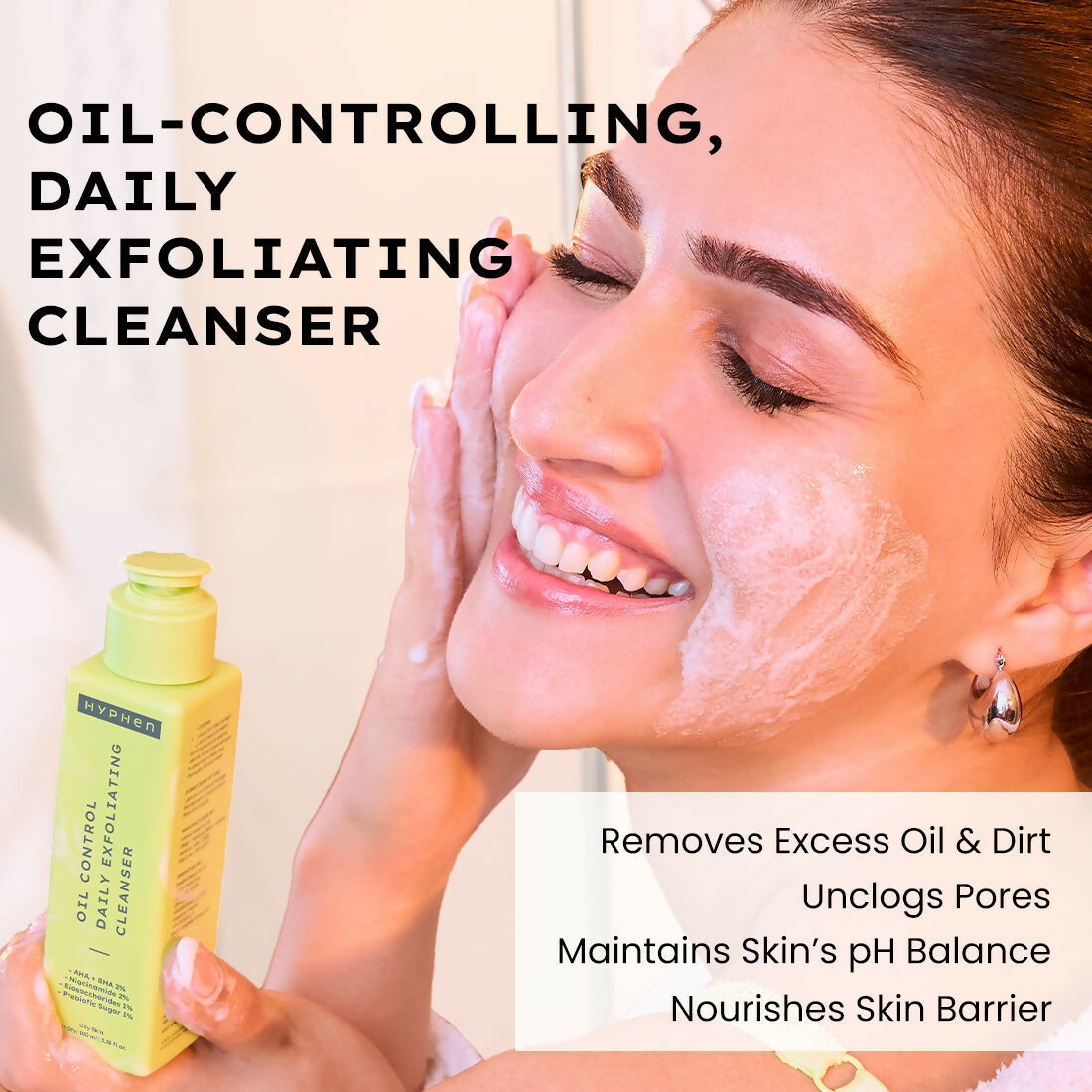 Hyphen By Kriti Sanon CSMS (Cleanser, Serum, Moisturizer, Sunscreen) Combo Oil to Dry Skin | Swadesiicart