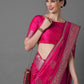 Mitera Pink & Silver-Toned Paisley Zari Silk Blend Banarasi Saree | Swadesiicart