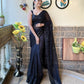 Black Georgette Sequence Embroidery Cut Work Saree - Saadia