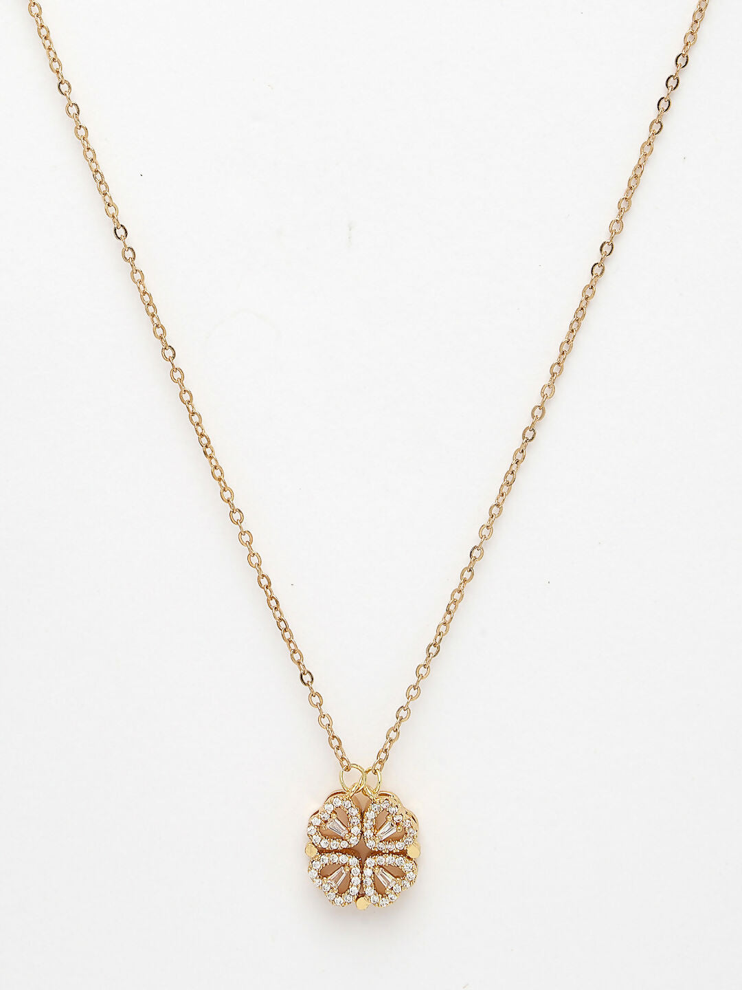 NVR Women's Rose Gold Heart Shape American Diamond Metal Chain | Swadesiicart