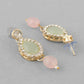 VOJ Gold-Polished Nude Pink And Mint Green Stone Studded Jewellery Set With Maang Tikka - Swadesiicart